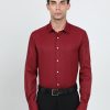 Formal Shirts | IVOC Men Maroon Regular Fit Textured Poly Cotton Formal Shirt