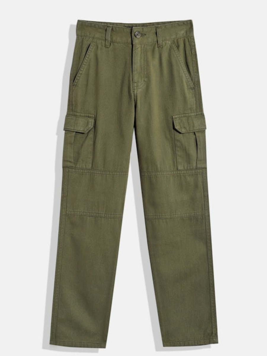 Cargos & Joggers | IVOC Boys Olive Slim Fit Solid Cargo Trousers