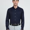 Formal Shirts | IVOC Men Navy Regular Fit Textured Poly Cotton Formal Shirt