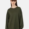 Sweatshirts | Bene Kleed Women Olive Solid Medium Length Oversized Sweatshirt