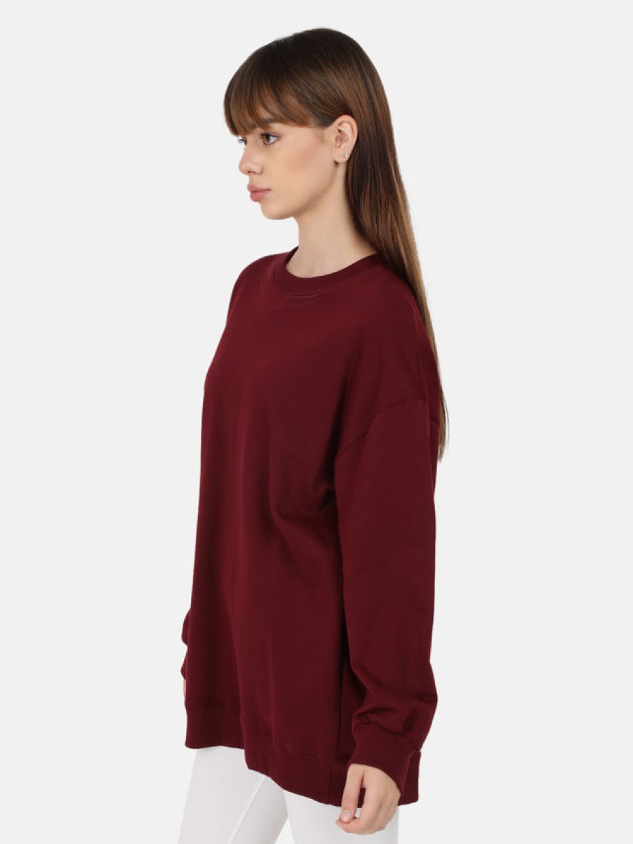 Sweatshirts | Bene Kleed Women Maroon Solid Long Length Oversized Sweatshirt