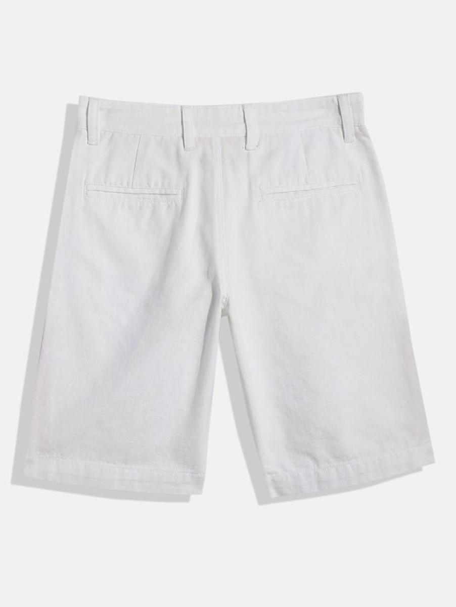 Shorts | IVOC Boys White Slim Fit Solid Casual Shorts