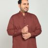 Kurtas | IVOC Plus Men Rust Regular Fit Printed Casual Kurta