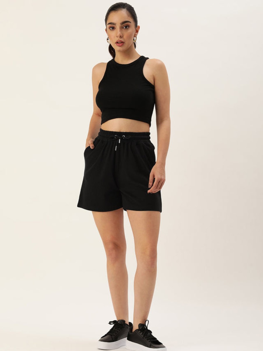 Shorts | Bene Kleed Women Black Loose Fit Solid Casual Shorts