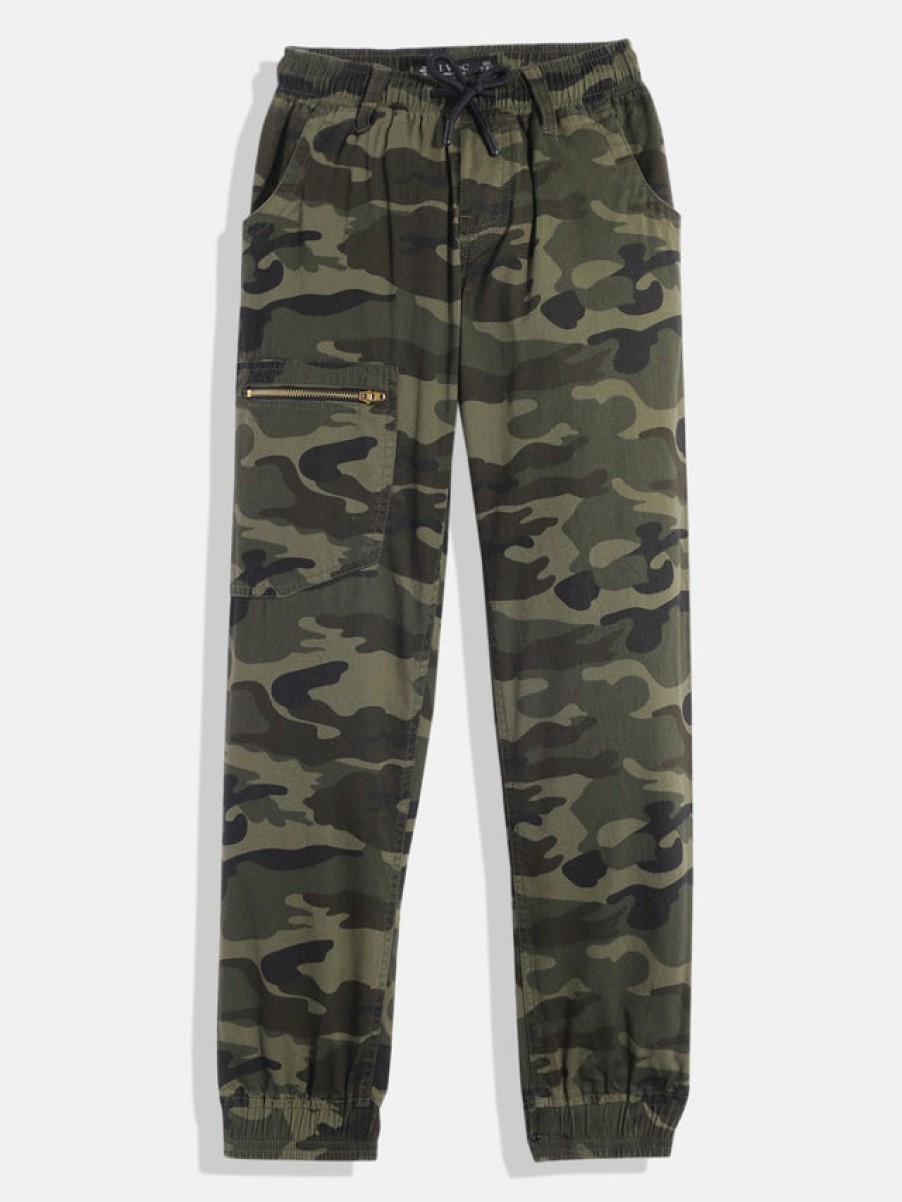 Cargos & Joggers | IVOC Boys Olive Regular Fit Camouflage Joggers