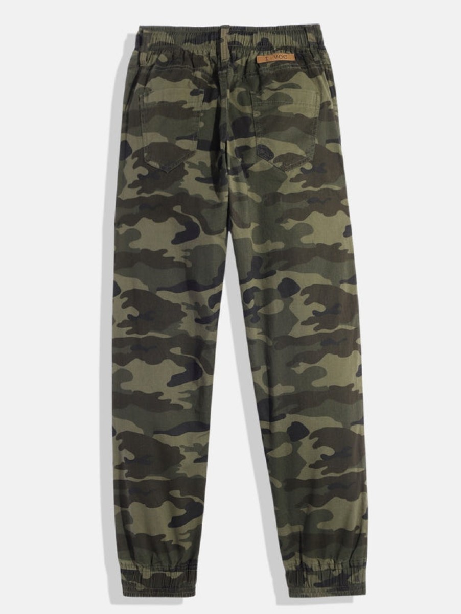 Cargos & Joggers | IVOC Boys Olive Regular Fit Camouflage Joggers