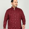 Casual Shirts | IVOC Plus Men Maroon Opaque Printed Pure Cotton Casual Shirt