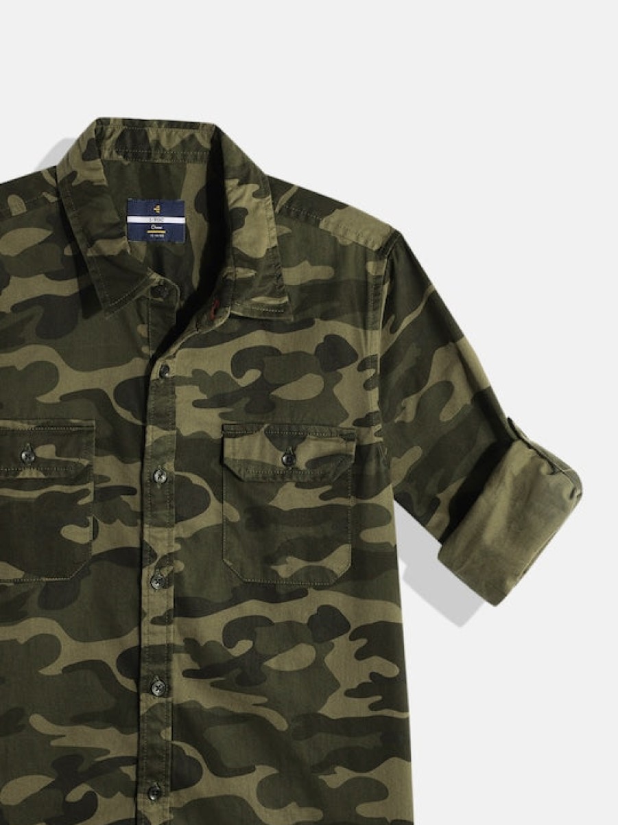 Casual Shirts | IVOC Boys Olive Regular Fit Camouflage Casual Shirt