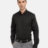 Formal Shirts | IVOC Men Black Solid Slim Fit Opaque Formal Shirt