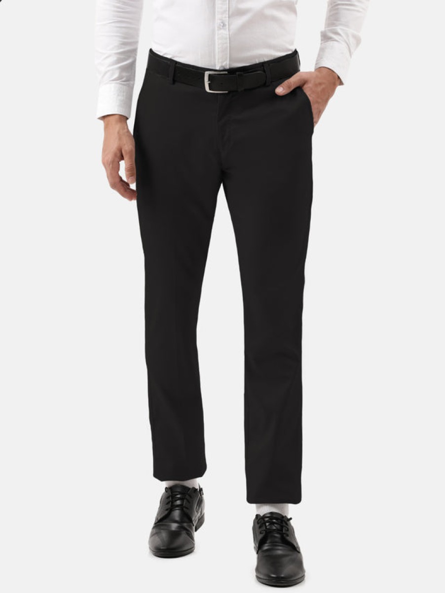 Formal Trousers | IVOC Men Black Slim Fit Solid Formal Trousers