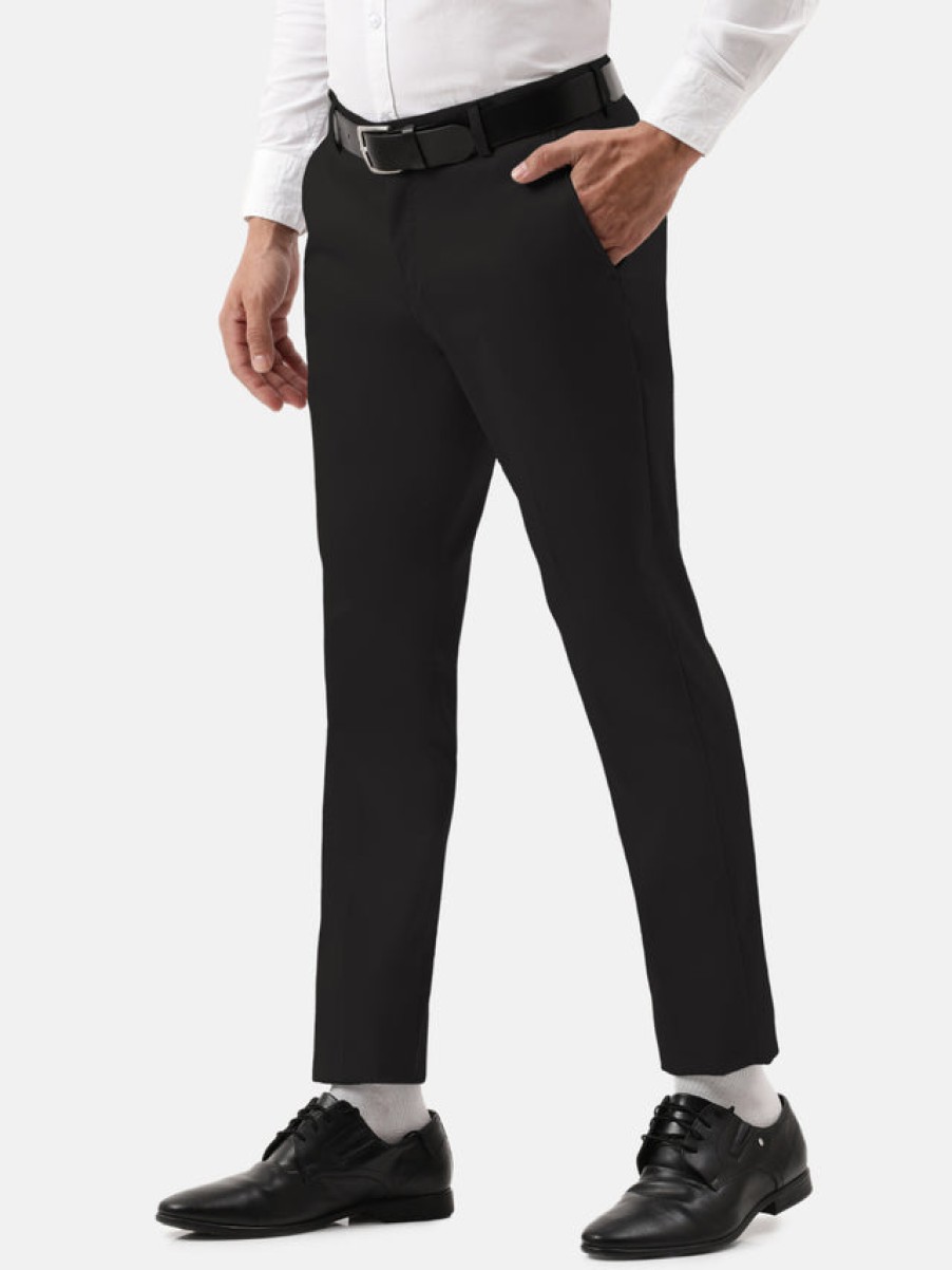 Formal Trousers | IVOC Men Black Slim Fit Solid Formal Trousers