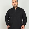 Kurtas | IVOC Plus Men Black Regular Fit Solid Casual Kurta