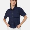 Casual Shirts | Bene Kleed Women Prussian Blue Overdyed 3 Pockets Casual Shirt