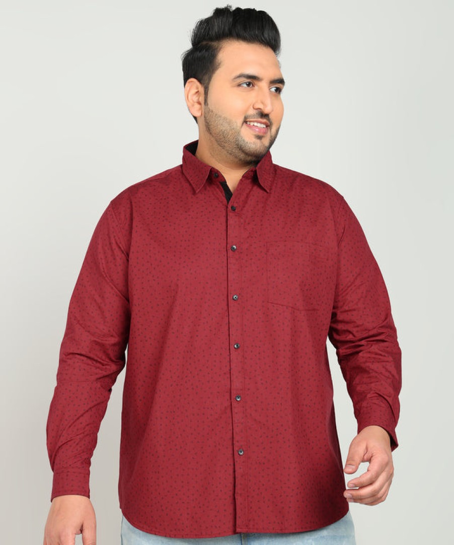 Casual Shirts | IVOC Plus Men Red Micro Ditsy Printed Pure Cotton Casual Shirt