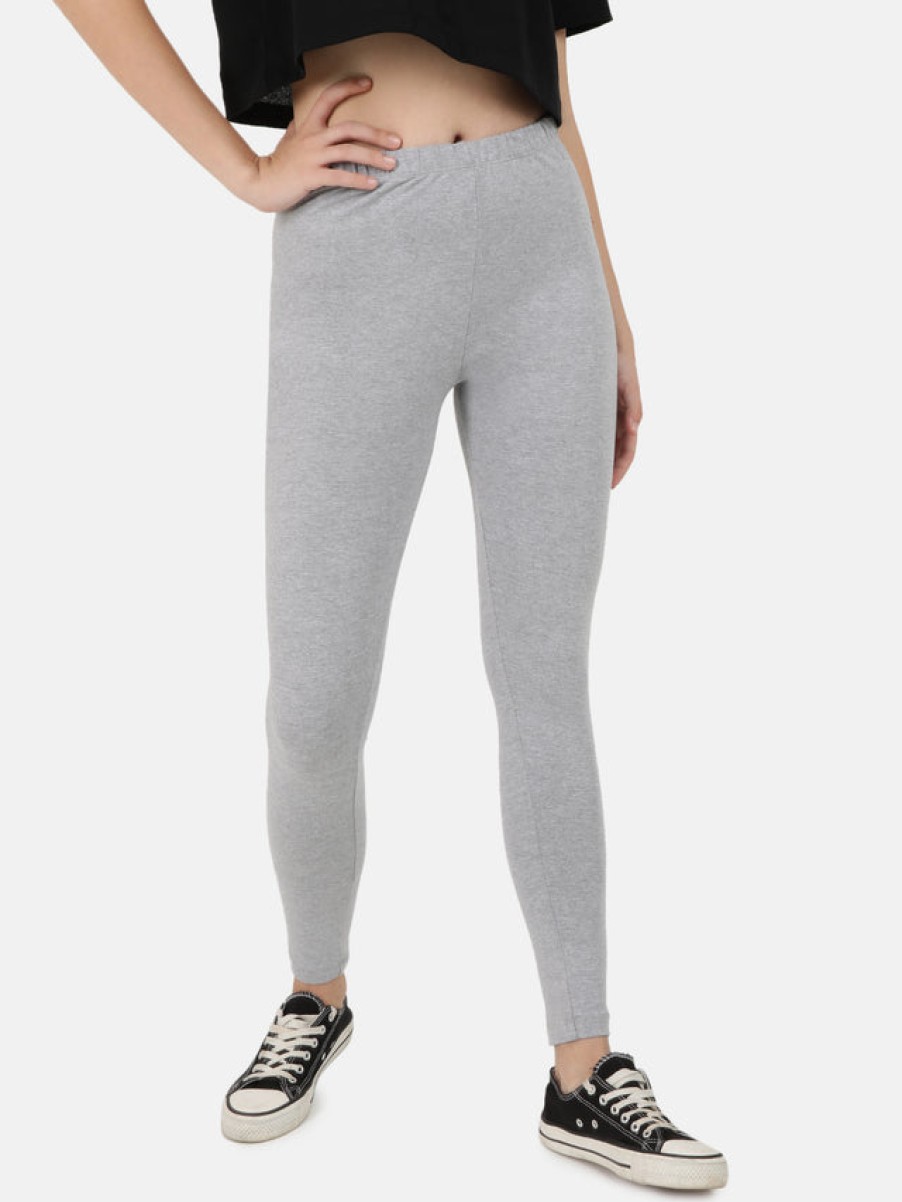 Leggings | Bene Kleed Women Grey Cotton Solid Leggings