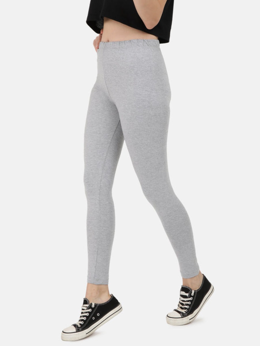 Leggings | Bene Kleed Women Grey Cotton Solid Leggings