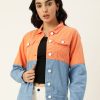 Jackets | Bene Kleed Women Orange/Blue Slim Fit Colour Block Jacket