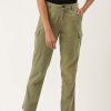 Cargos & Joggers | IVOC Women Olive Drab Slim Fit Solid Cargo Trousers