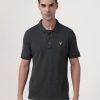 T-Shirts | IVOC Men Charcoal Grey Regular Fit Polo T-Shirt With Chest Embroidery