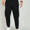 Jeans | IVOC Plus Men Black Regular Fit Solid Strechable Cargo Jogger Jeans