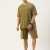 Co-Ords Sets | Bene Kleed Men Green Olive Co-Ords Set T-Shirt And Shorts