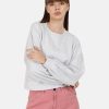 Sweatshirts | Bene Kleed Women White Melange Solid Cropped Length Oversized Sweatshirt