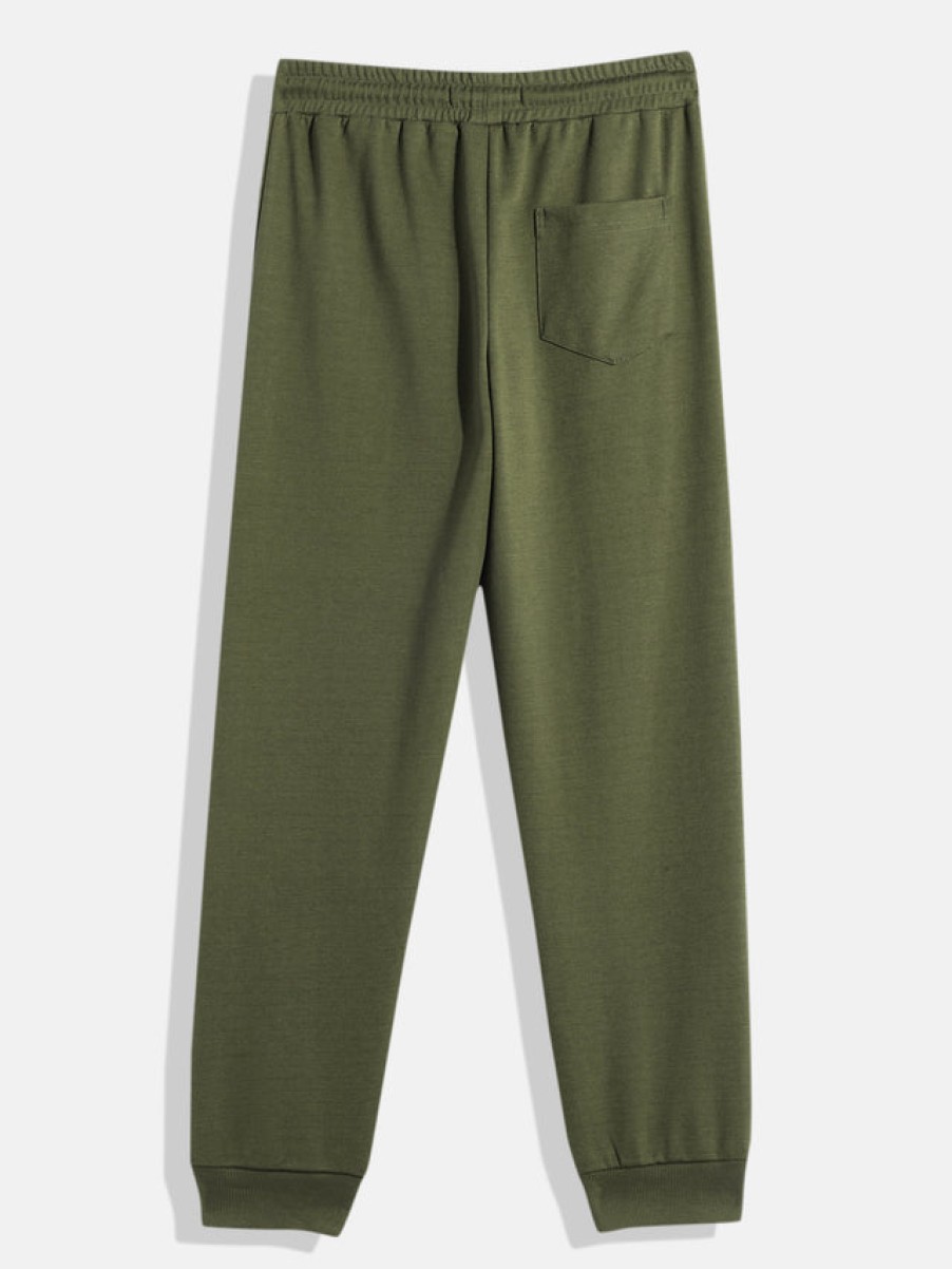 Cargos & Joggers | Bene Kleed Boys Olive Regular Fit Solid Knitted Joggers