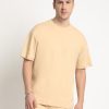 T-Shirts | Bene Kleed Men Beige Oversized Solid Interlock T-Shirt