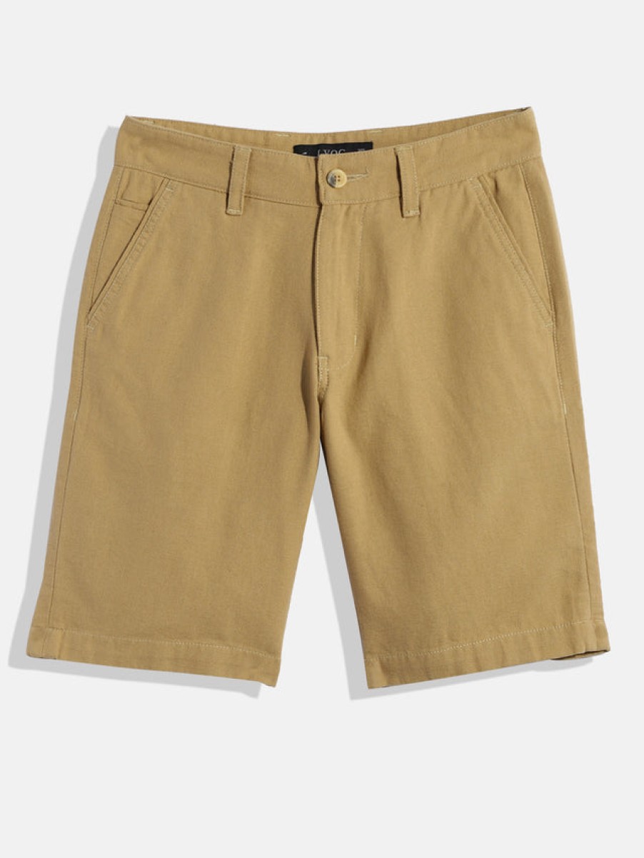 Shorts | IVOC Boys Khaki Slim Fit Solid Casual Shorts