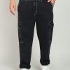 Jeans | Bene Kleed Plus Men Charcoal Grey Regular Fit Cargo Jeans With Contrast Stitch