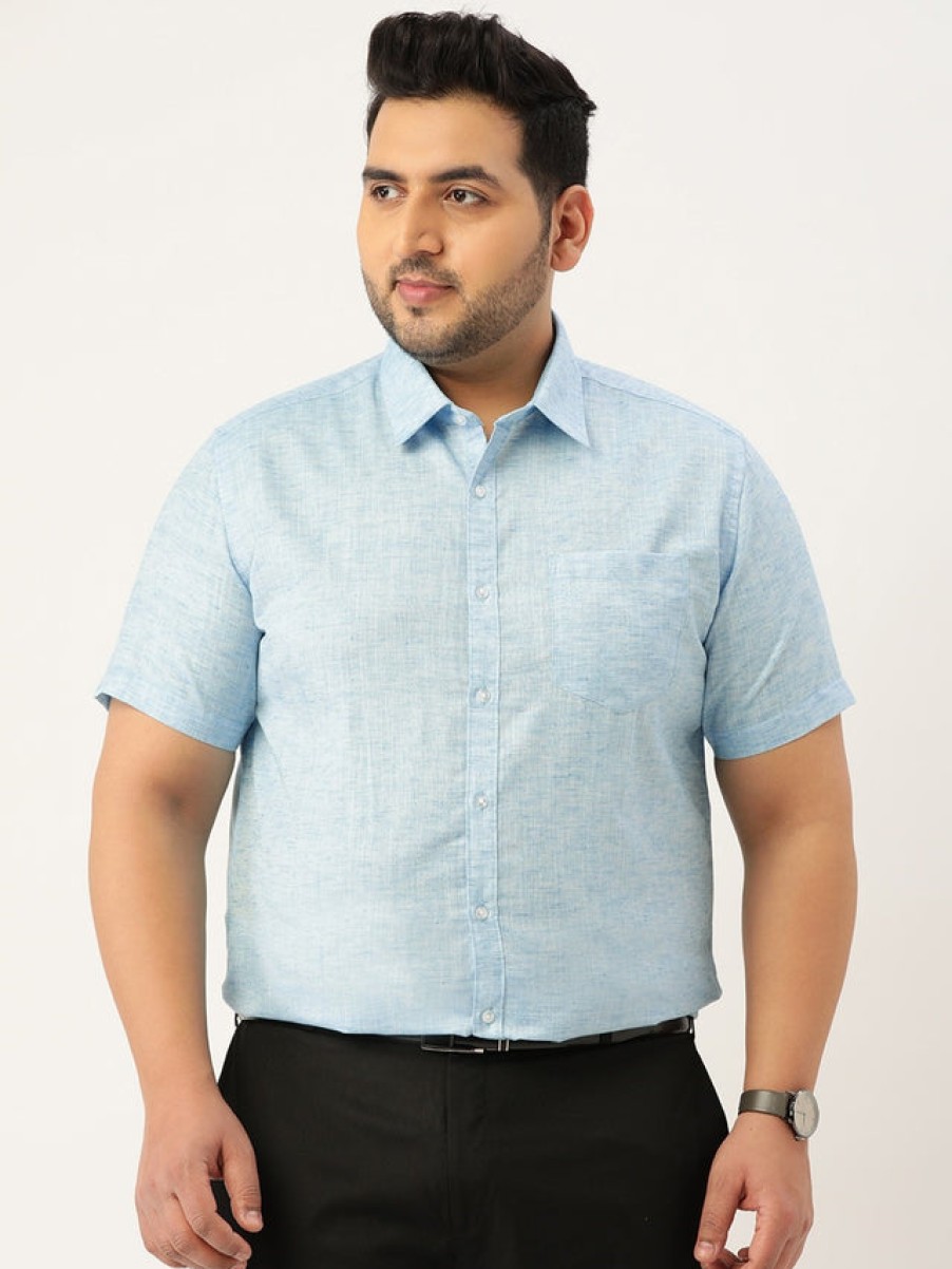 Formal Shirts | IVOC Plus Men Blue Regular Fit Solid Formal Shirt