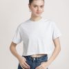 T-Shirt & Tops | Bene Kleed Women White Melange Cropped Solid Sustainable Tee