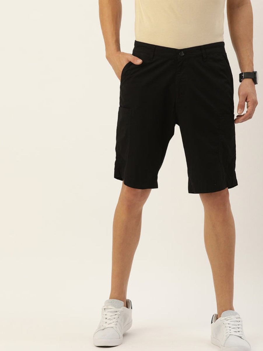 Shorts | IVOC Men Black Regular Fit Solid Casual Shorts