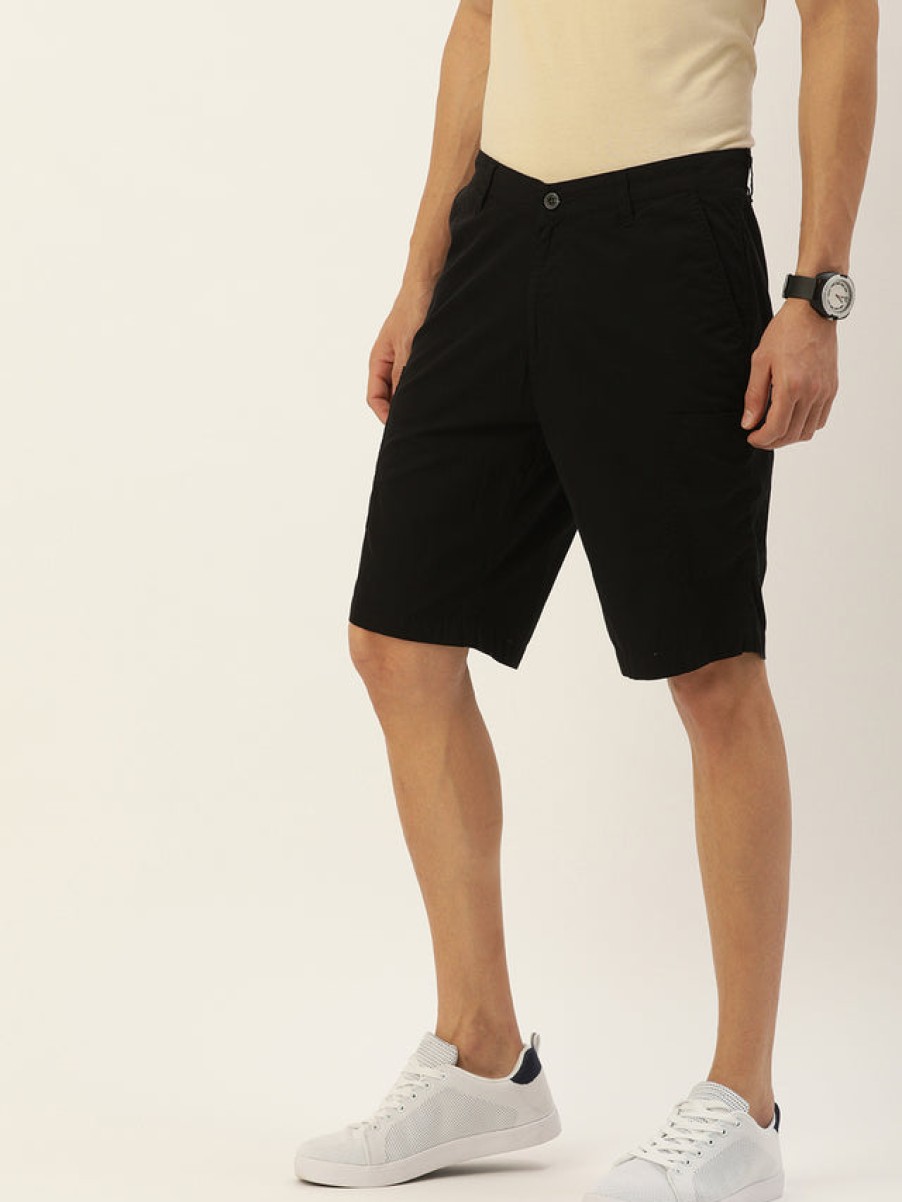 Shorts | IVOC Men Black Regular Fit Solid Casual Shorts