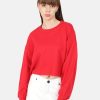 Sweatshirts | Bene Kleed Women Red Solid Cropped Length Oversized Sweatshirt