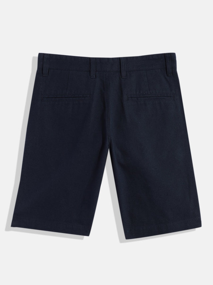 Shorts | IVOC Boys Navy Blue Slim Fit Solid Casual Shorts