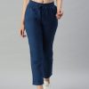 Cargos & Joggers | IVOC Women Blue Regular Fit Solid Casual Trousers