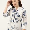 Casual Shirts | Bene Kleed Women White/Blue Slim Fit Floral Casual Shirt