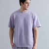 T-Shirts | Bene Kleed Men Lilac Oversized Knit Seersucker Solid T-Shirt