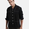 Jackets | Bene Kleed Men Black Relaxed Fit Resort Collar Solid Jacket With Contrast Stitch