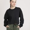 Sweatshirts | Bene Kleed Women Black Solid Cropped Length Oversize Sweatshirt