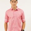 Formal Shirts | IVOC Men Red Slim Fit Solid Formal Shirt