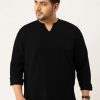 Kurtas | Bene Kleed Plus Men Black Regular Fit Solid Casual Kurta