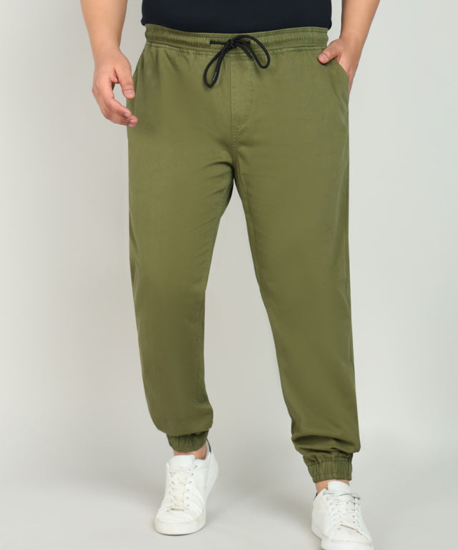 Cargos & Joggers | IVOC Plus Men Deep Lichen Green Regular Fit Solid Joggers