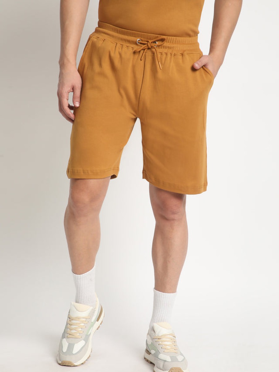 Shorts | Bene Kleed Men Light Brown Beige Interlock Oversized Solid Shorts